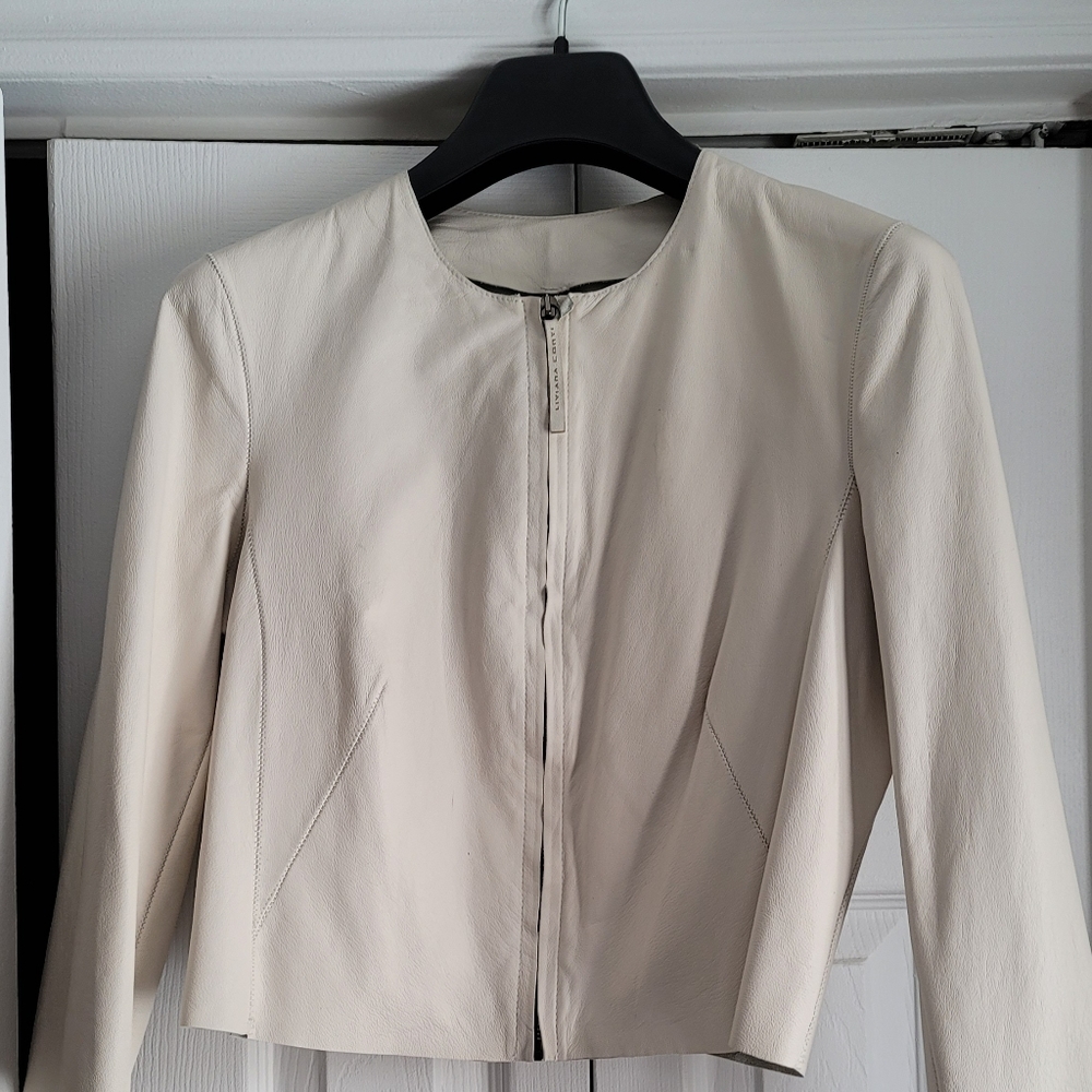 Cream Leather Jacket by Liviana Conti Size 42